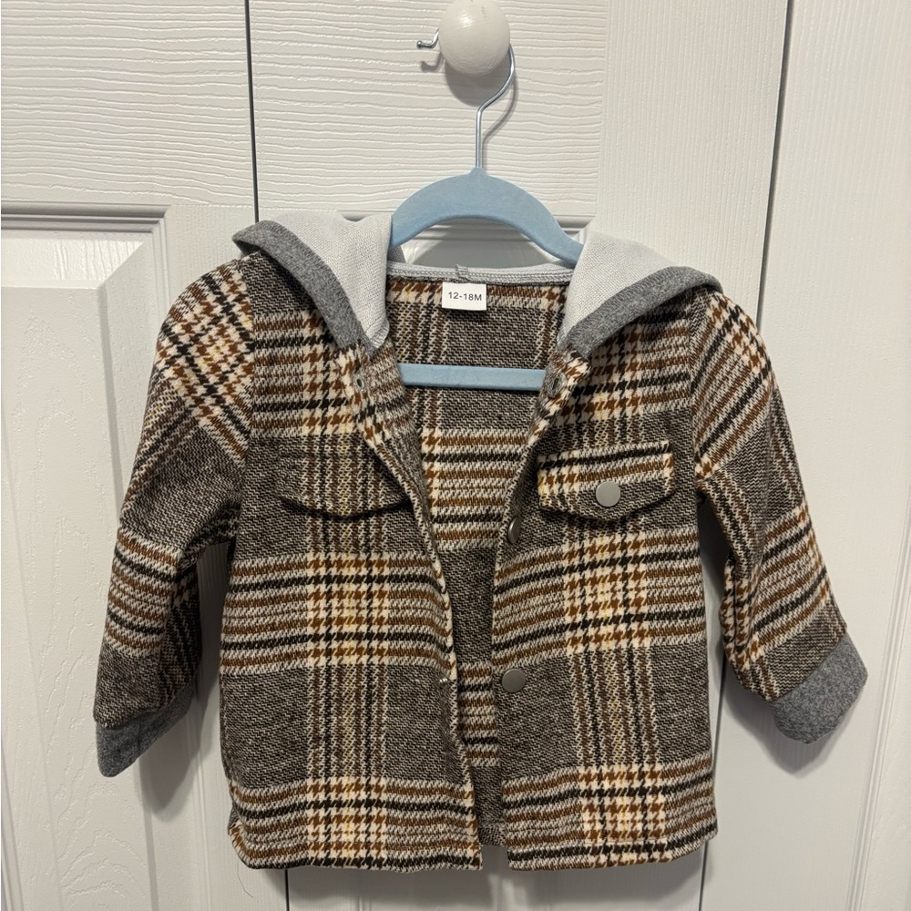 Plaid Kids Jacket with Hood - EUC